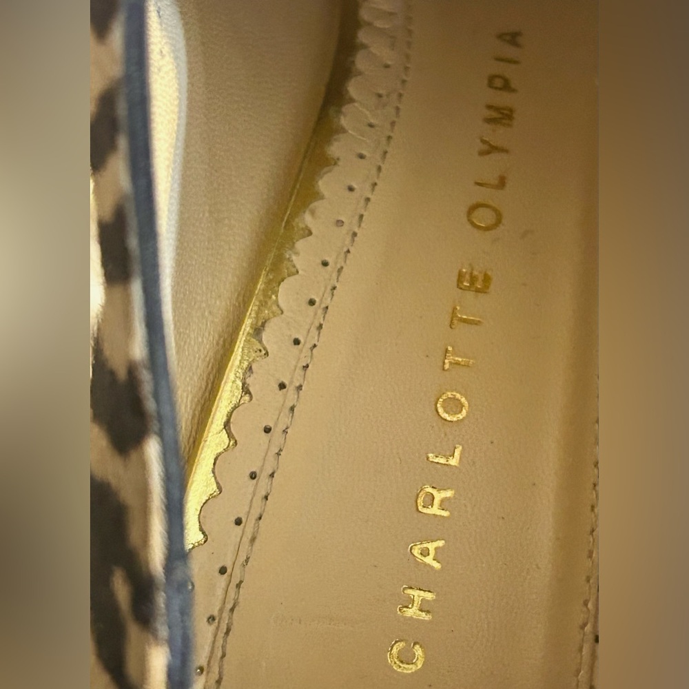 Charlotte Olympia Calf Hair Leopard Zebra Print Lace-Up Heels Size 37 - Picture 13 of 16